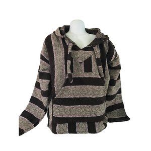 Vintage woven textile Poncho hoodie sz s/m? beach boho surfer